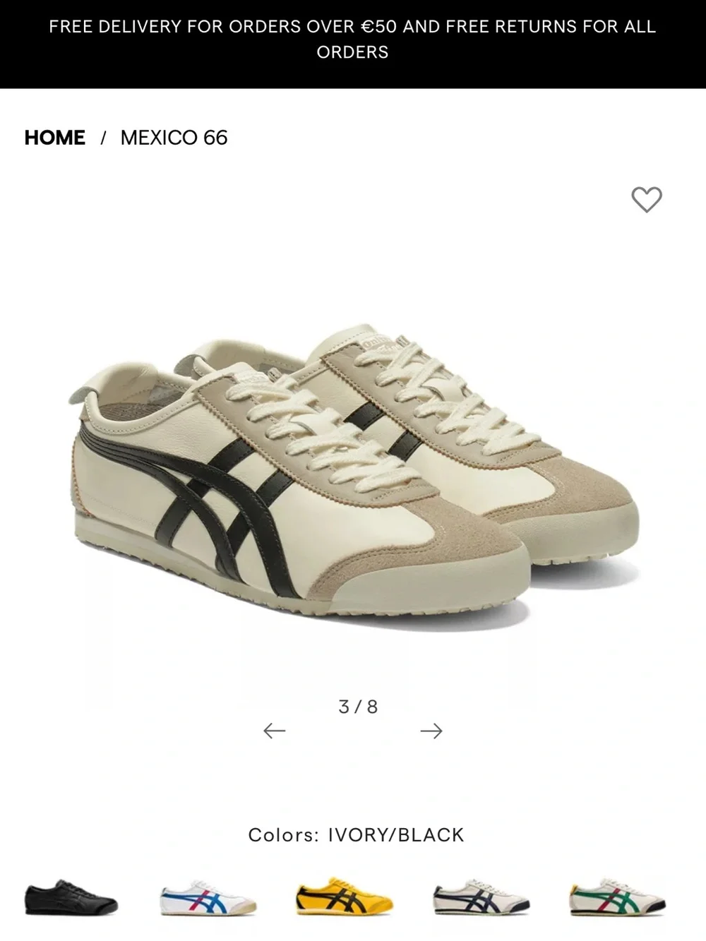 Onitsuka Tiger by Asics Mexico 66 Sneakers in Ivory and Black